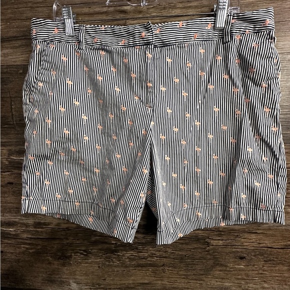 Izod White and Blue Flamingo Bermuda Shorts with Striped Pattern - Picture 1 of 8